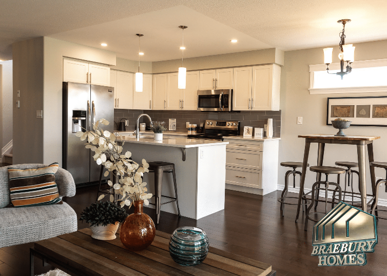 Model home for The Townes of Woodhaven Homes by Braebury Homes